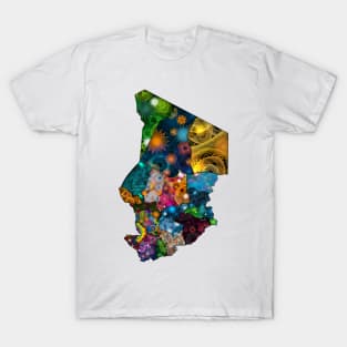 Spirograph Patterned Chad Regions Map T-Shirt